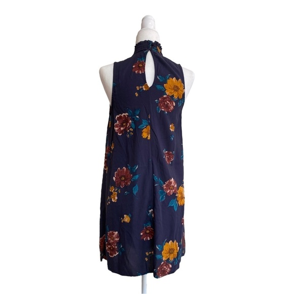 Xhilaration Purple Floral Women S Mock Neck Sleeveless Mini Shift Dress Bohemian - Picture 3 of 15
